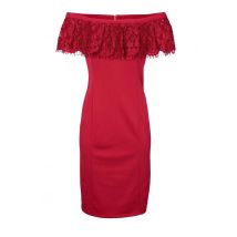 Damen Abendkleid kurz Cocktailkleid Hochzeit Abiball Schulterfrei Carmen