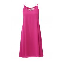 Damen Kleid 42 Cocktailkleid Abendkleid Kurz ärmellos Kleid mit Kette Pink