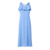 Damen Kleid Maxikleid lang ärmellos Sommerkleid blau A Linie Freizeit Frühling