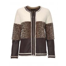 PATRIZIA DINI Damen Jacke Warm Winter Webpelzjacke, braun-ecru 073.108 
