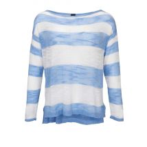 Heine Damen Strickpullover blau-ecru
