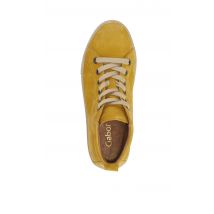 Marken-Leder-High-Top-Sneaker, gelb innen gefüttert Absatzhöhe ca. 3.5 cm gr. 5