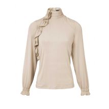 PATRIZIA DINI Damen Designer-Rüschenshirt Sand