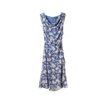 Chiffon-Druckkleid, rauchblau