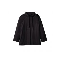 Pullover m.Stehkragen und Tunnelzug, schwarz