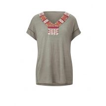 Damen Shirt T-shirt Oberteil Kurzarm Freizeit Frühling mit  Zierperlen, schlamm
