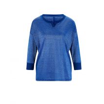 Damen Shirt Oberteil Frühling Freizeit blau mit Rundhalsausschnitt