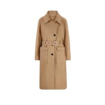 Damen Mantel Trenchcoat mit Gürtel Baumwolle camel