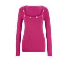 Designer-Carree-Rippenstrickpullover, pink