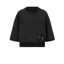 Damen Pullover Pulli Frühling Freizeit Jersey 3/4 Ärmel mit Tasche, schwarz