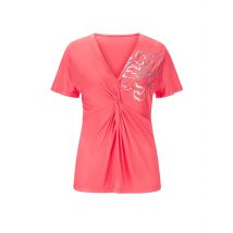 Damen Knotenshirt mit Pailletten, hummer