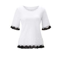 Création L Damen T Shirt 36 Oberteil Tunika Bluse weiß schwarz