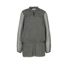 Damen Bluse Tunika 40 Oberteil grün Silber Sommer Langarm 40
