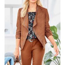 Damen Lederjacke 40 Lederblazer braun Lamm Velourslederjacke Ösen, cognac