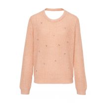 Damen Pullover Strickpullover  Pulli Langarm Freizeit rosé