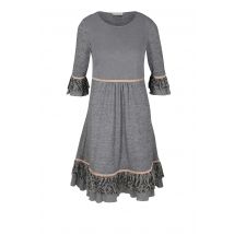 Damen Jerseykleid mit Spitze, grau