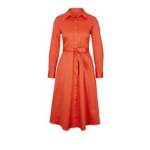 Designer-Hemdblusenkleid m. Gürtel, orange