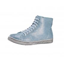 Leder-High-Top-Sneaker, hellblau-metallic