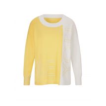 Damen Color-Blocking-Pullover, zitrone-ecru