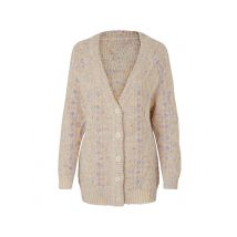 Damen Longstrickjacke Strickjacke, champagner-himmelblau