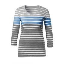 Création L Premium Damen Shirt langarm Streifenshirt Langarmshirt grau-blau