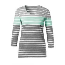 Création L Premium Damen Shirt langarm Streifenshirt  Langarmshirt grau-mint
