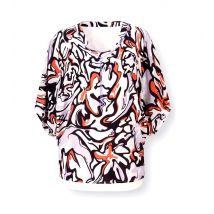 Druckbluse m. eingenähtem Top, ecru-flieder