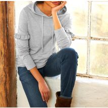 Designer-Sweatshirt m.Kapuze u. R?schen, grau
