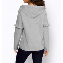 Designer-Sweatshirt m.Kapuze u. R?schen, grau