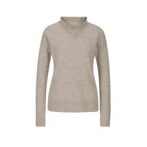 Damen Stehkragenpullover, braun-elfenbein