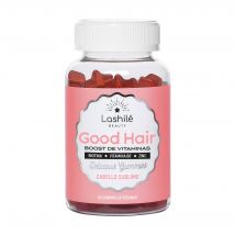 Good Hair Vitaminas Boost - 1 Programa de 1 mes - Gummies - Complementos alimenticios veganos fabricados en Francia - Lashilé Beauty