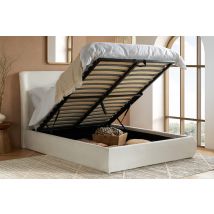 Lanis Cream Fabric Ottoman Bed, Double