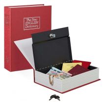 Relaxdays - Book Safe Locking Steel Cash Box, Red with 2 Keys, 6.5 x 20 x 27 cm 6.5 x 20 x 27 cm Red With 2 Keys