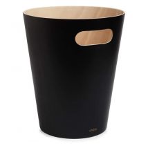 Umbra - Woodrow Cestino della spazzatura, capacità 7,5 L, Faggio Europeo, Nero, naturale