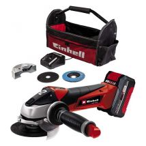 Einhell - Smerigliatrice angolare a batteria TE-AG 18, 115 Li Kit Power X-Change (18 V, 115 mm diametro disco, 28 mm profondità taglio, con disco, con