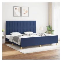 Bettgestell mit Kopfteil Blau 200x200 cm Stoff