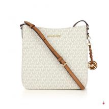 Michael Kors - Leather Shoulder Bag Jet Set Travel Large - Cream White and Gray - Gray and Cream White