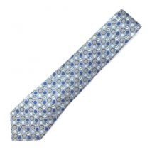 Chanel - Cravatta Modello CC & Floral Print Neck Te - Seconda mano - Blu