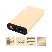 Powerbank Schnell-Ladegerät 10000 mAh 2 USB Aluminium Gold