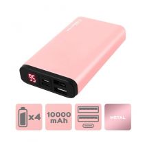Powerbank Schnellladegerät 10000 mAh 2 USB Aluminium Rosa
