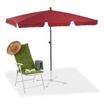 Relaxdays - Sonnenschirm rechteckig, 200 x 120 cm Strandschirm, höhenverstellbarer Gartenschirm m. Kippfunktion, Bordeaux