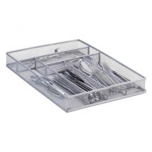 Relaxdays - Large Metal Mesh Cutlery Tray, Open Drawer Organizer Insert, L, HWD, 5.1 x 28.6 x 40.6 cm, Silver