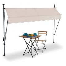 Relaxdays - Klemmmarkise, 250 cm breit, höhenverstellbar, Sonnenschutz Balkon ohne Bohren, UV-beständig, Kurbel, sand, grau