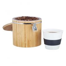 Relaxdays - Bamboo Coffee Container, Easy to Clean, Plastic Inner Holder, Swing Lid, 20 x 13.5 x 13.5 cm, Natural Brown, 13.5 x 13.5 x 20 cm