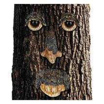 Relaxdays - Tree Face, 4 Pezzi, Spirito della Foresta, Resistente a Intemperie, da Appendere al Tronco, Marrone, Beige