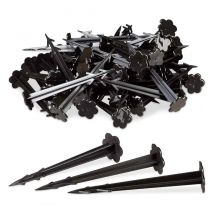 Relaxdays - 11 cm Plastic Securing Pegs, Anchor Pins Set of 100, Weed Control Fabric Stakes, Black