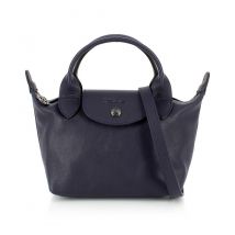 Longchamp - Leather Handbag Le Pliage XS - Navy