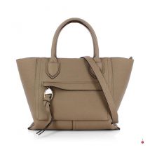Longchamp - Leather Handbag Mailbox M - Taupe