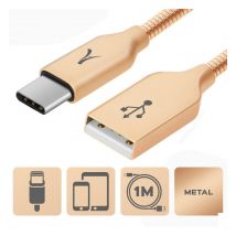 Akashi - Câble USB Type-C Métal Incassable Gold - 1 m