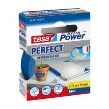 Tesa - Ruban adhésif toilé, EXTRA POWER Perfect, bleu, 2,75 m x 19 mm